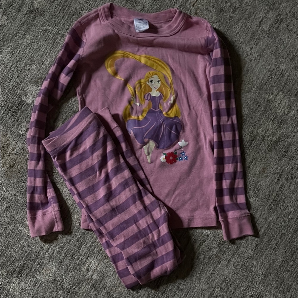 Hanna Anderson Disney Pink and Purple Pajama Set - girls size 6/7 - tangled